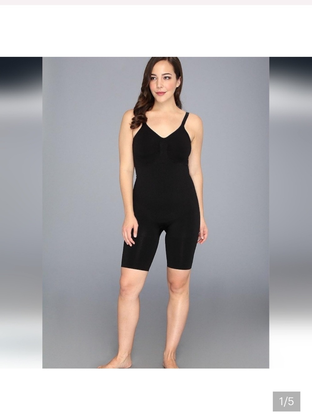 SPANX Mid-Thigh Shaping Bodysuit Black Womens Medium